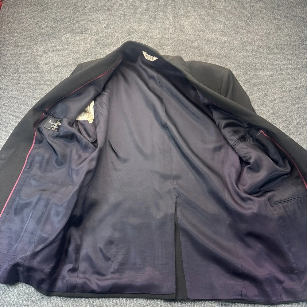 Vtg Academy Award Clothes Mens 40R Suit Black 2pc Tailored 31x27 Los Angeles